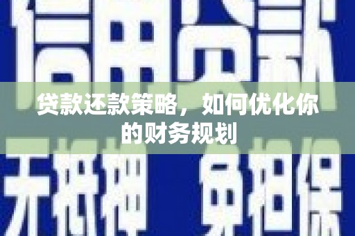 阜南贷款还款策略，如何优化你的财务规划