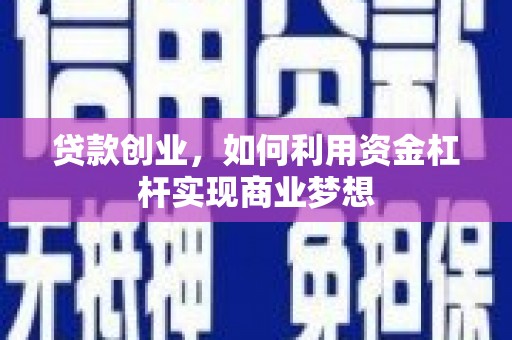 阜南贷款创业，如何利用资金杠杆实现商业梦想
