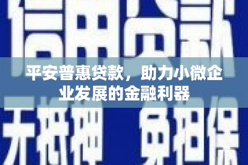 阜南平安普惠贷款，助力小微企业发展的金融利器